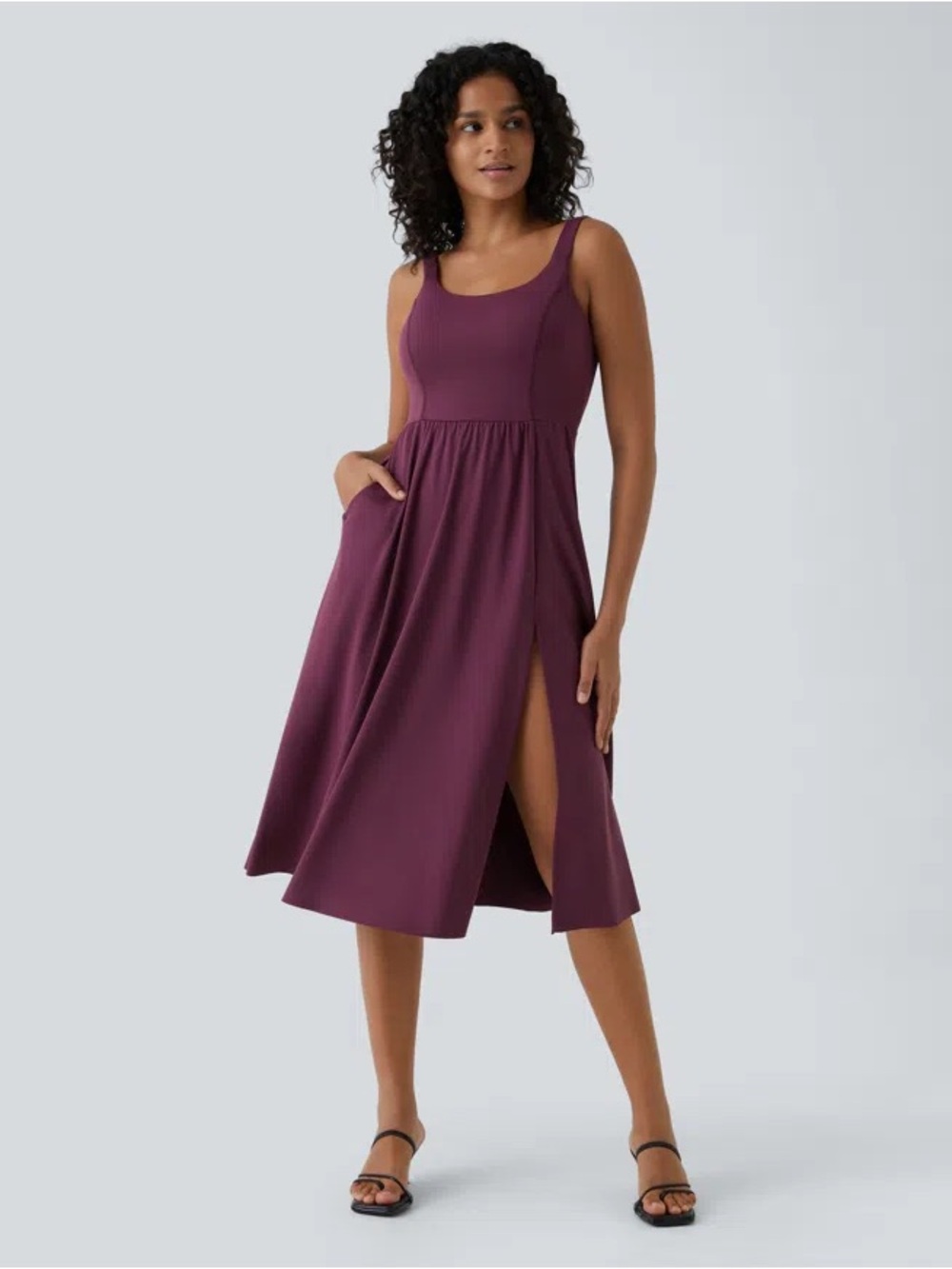 Halara NWT Soft and Sleek Softlyzero Airy Fabric Fig Color Dress Sz XL Casual